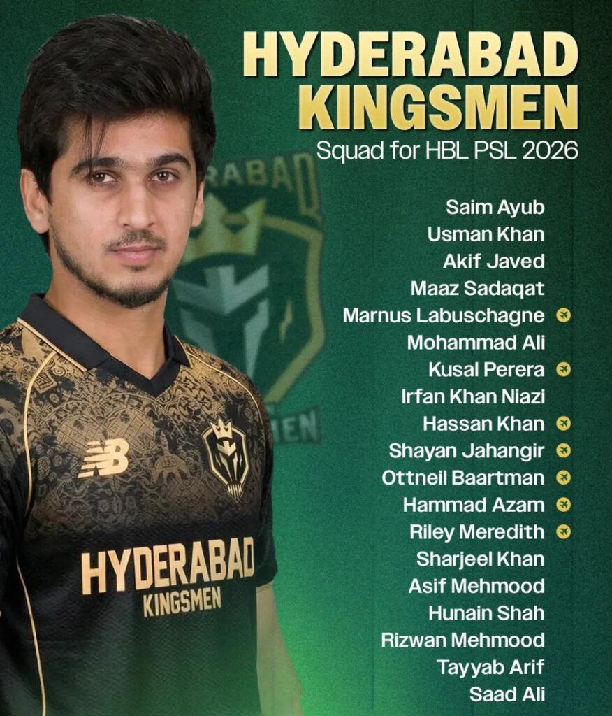 Hyderabad Houston Kingsmen Team Squad for PSL 11 (2026)