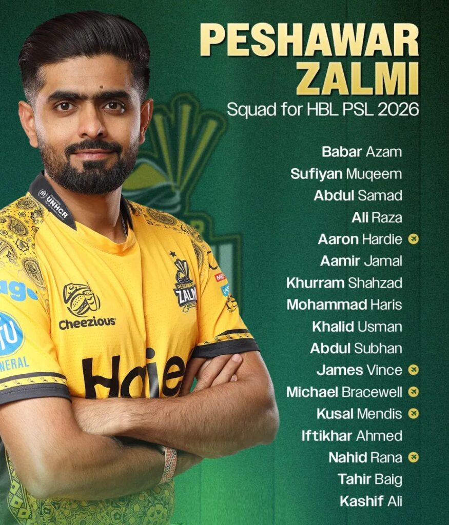 Peshawar Zalmi Team Squad for PSL 11 (2026)
