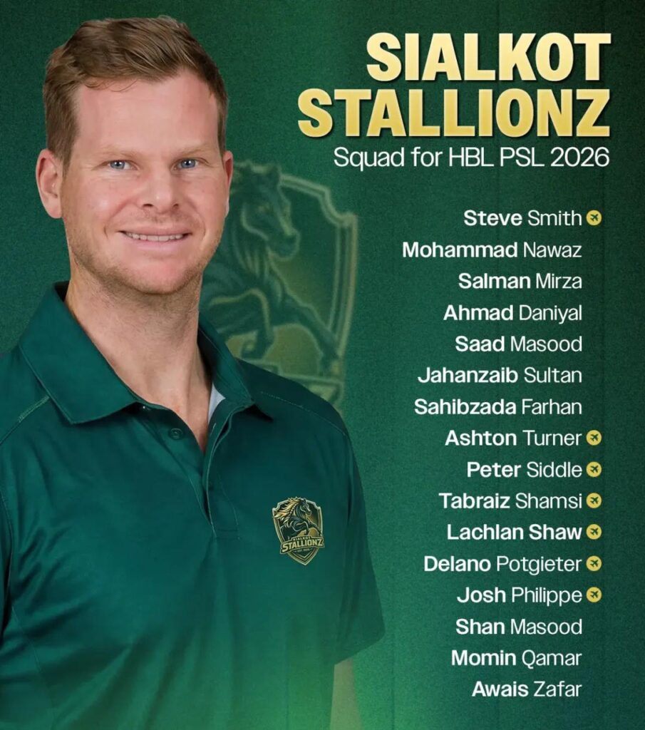 Sialkot Stallionz Team Squad for PSL 11 (2026)